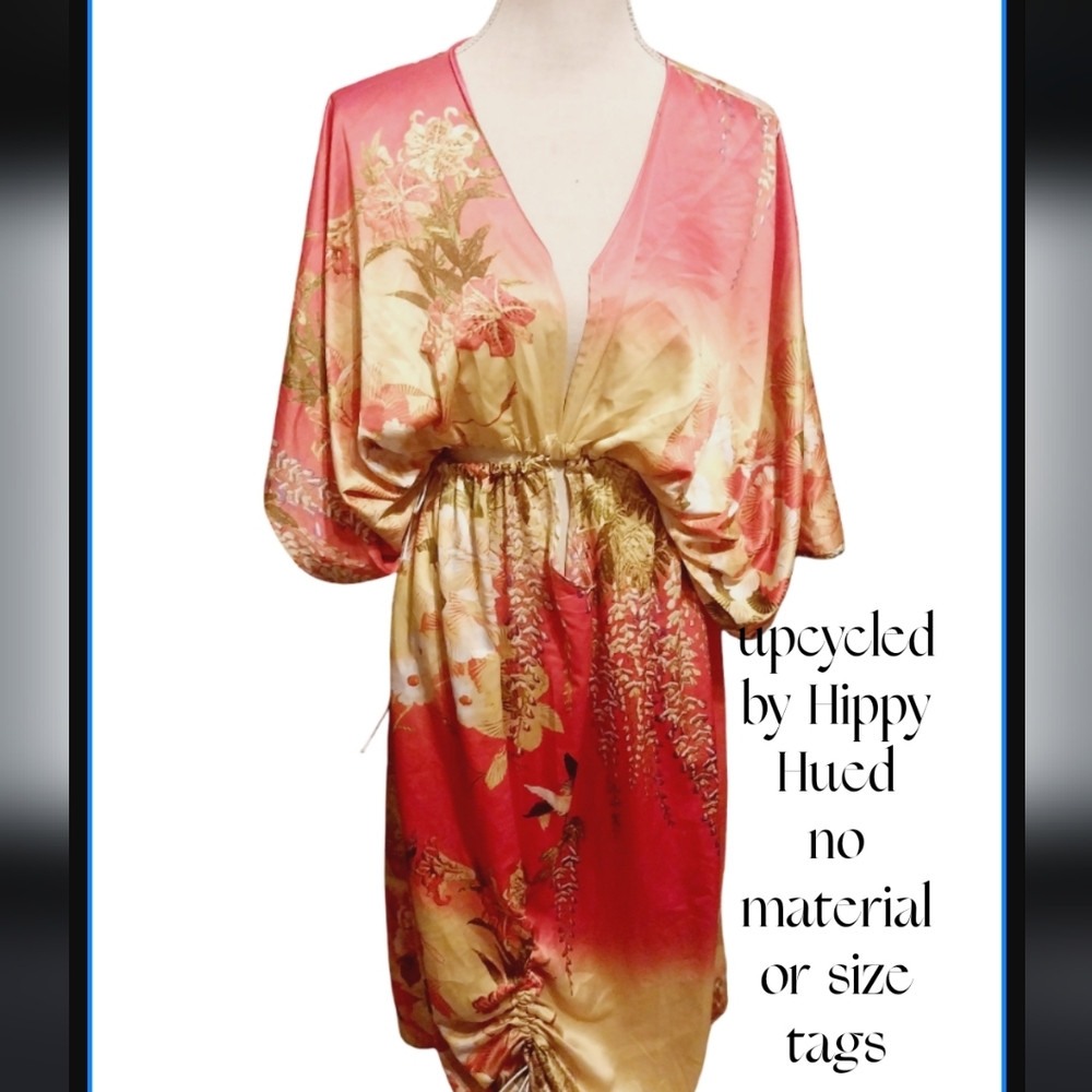 Floral Kimono Dress-ish in Coral and Gold